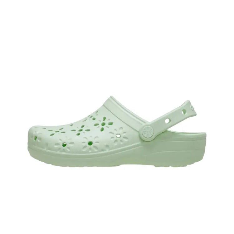 CROCS Classic Floral Cut Out Clog Slipper Green 210927-3YH
