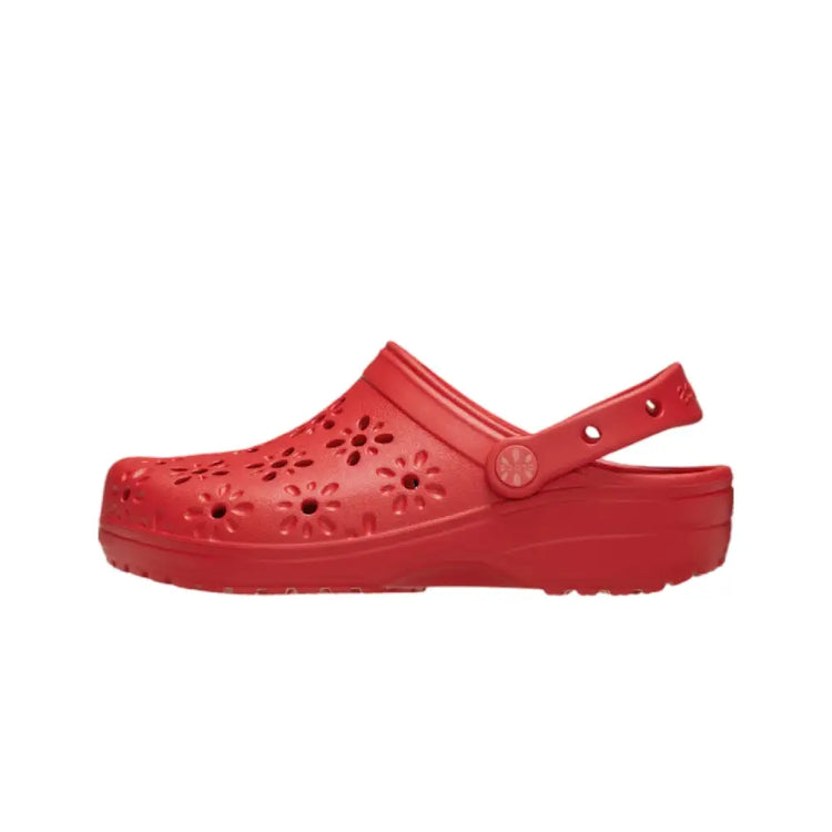 CROCS Classic Floral Cut Out Clog Slipper Red 210927-6ZR
