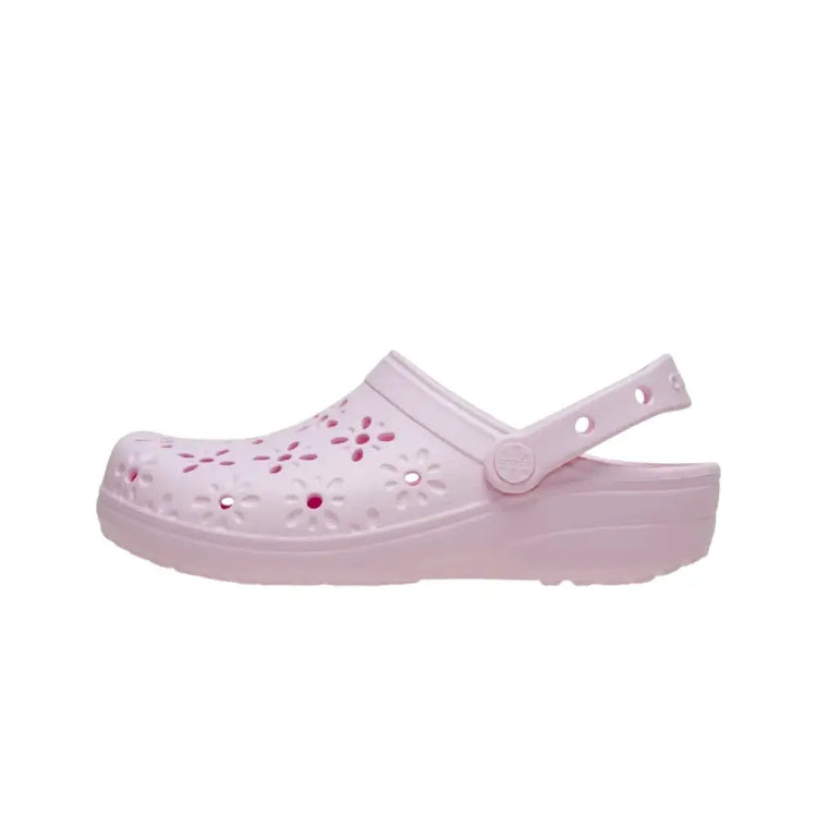 CROCS Classic Floral Cut Out Clog Slipper Pink Milk 210927-6ZW