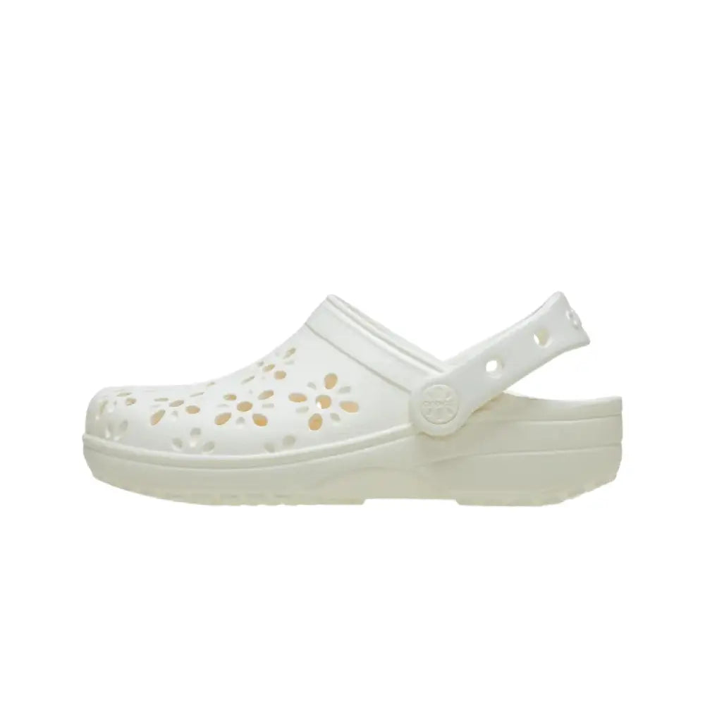 CROCS Classic Floral Cut Out Clog Slipper White 210927-0WV