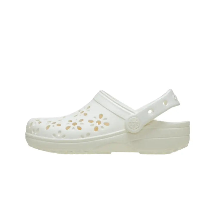 CROCS Classic Floral Cut Out Clog Slipper White 210927-0WV
