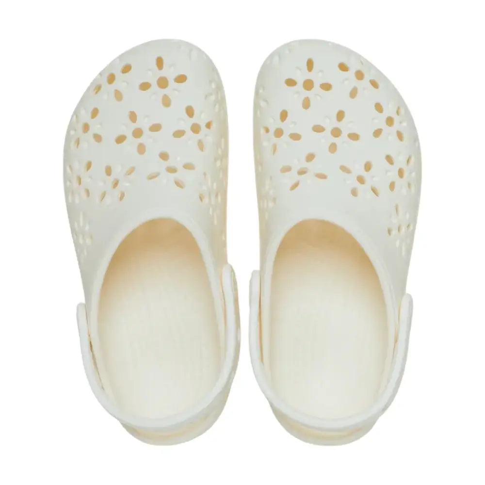 CROCS Classic Floral Cut Out Clog Slipper White 210927-0WV