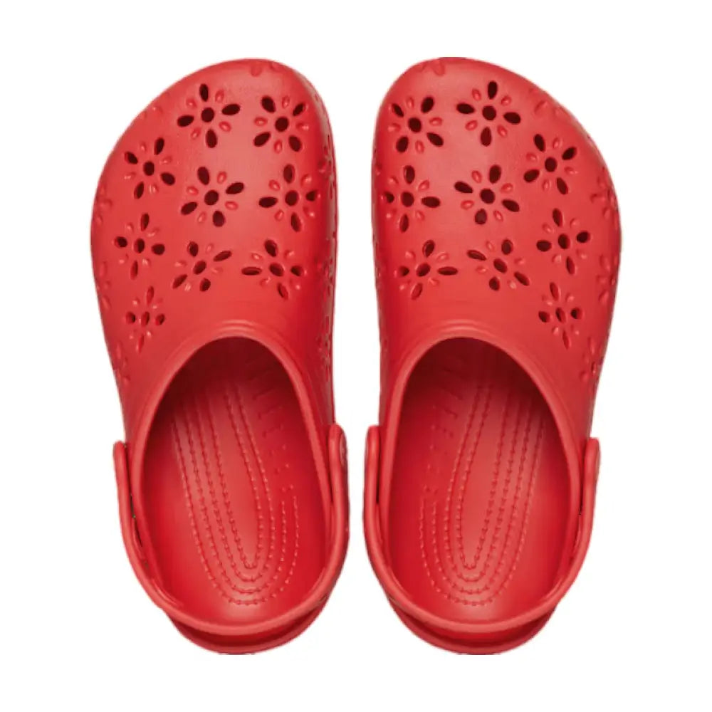 CROCS Classic Floral Cut Out Clog Slipper Red 210927-6ZR