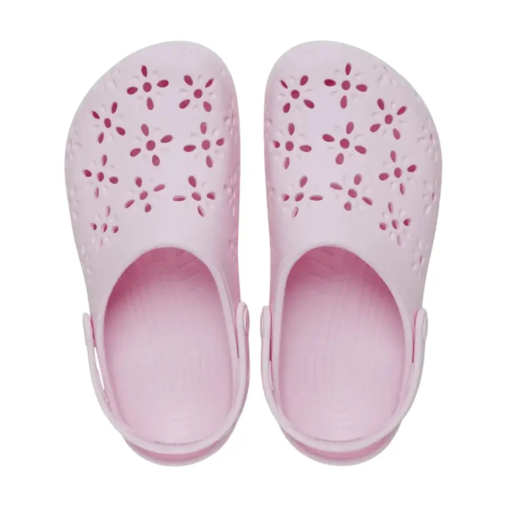 CROCS Classic Floral Cut Out Clog Slipper Pink Milk 210927-6ZW