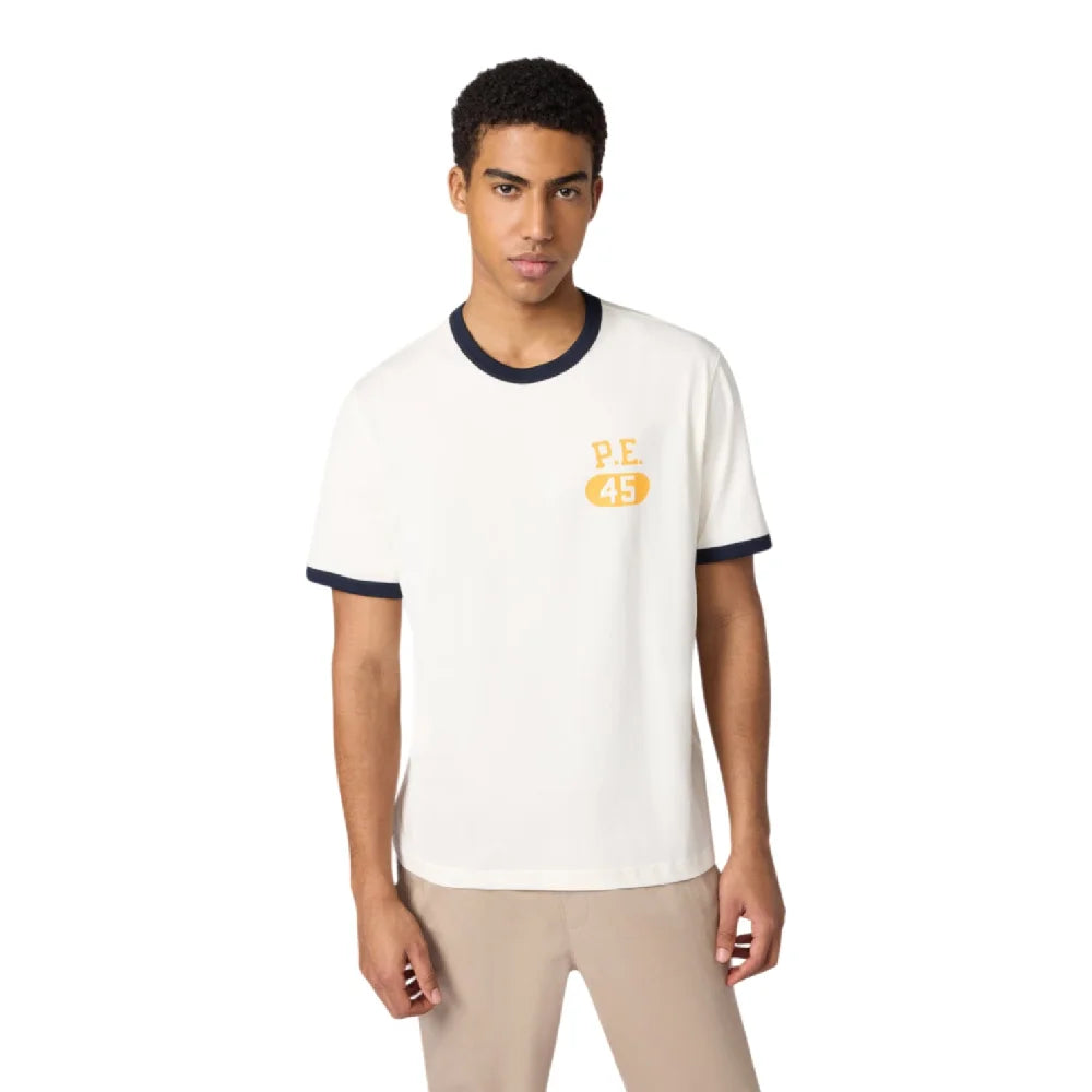 CHAMPION Ringer T-Shirt Cream Black 222054-YS160