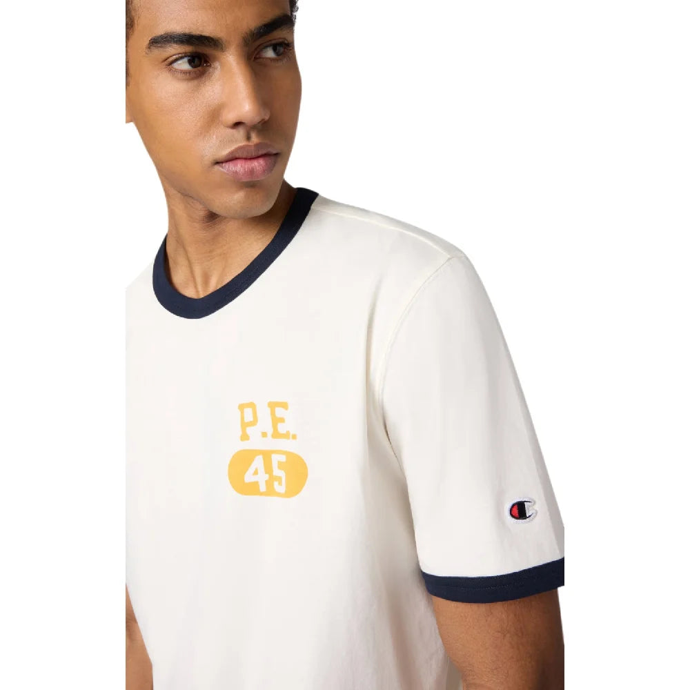 CHAMPION Ringer T-Shirt Cream Black 222054-YS160