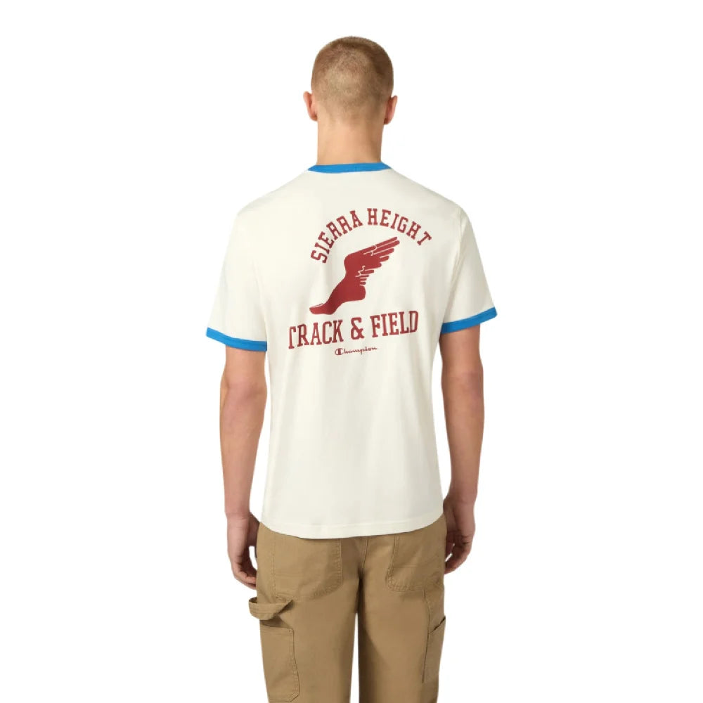 CHAMPION Ringer T-Shirt Cream Blue 222054-YS173