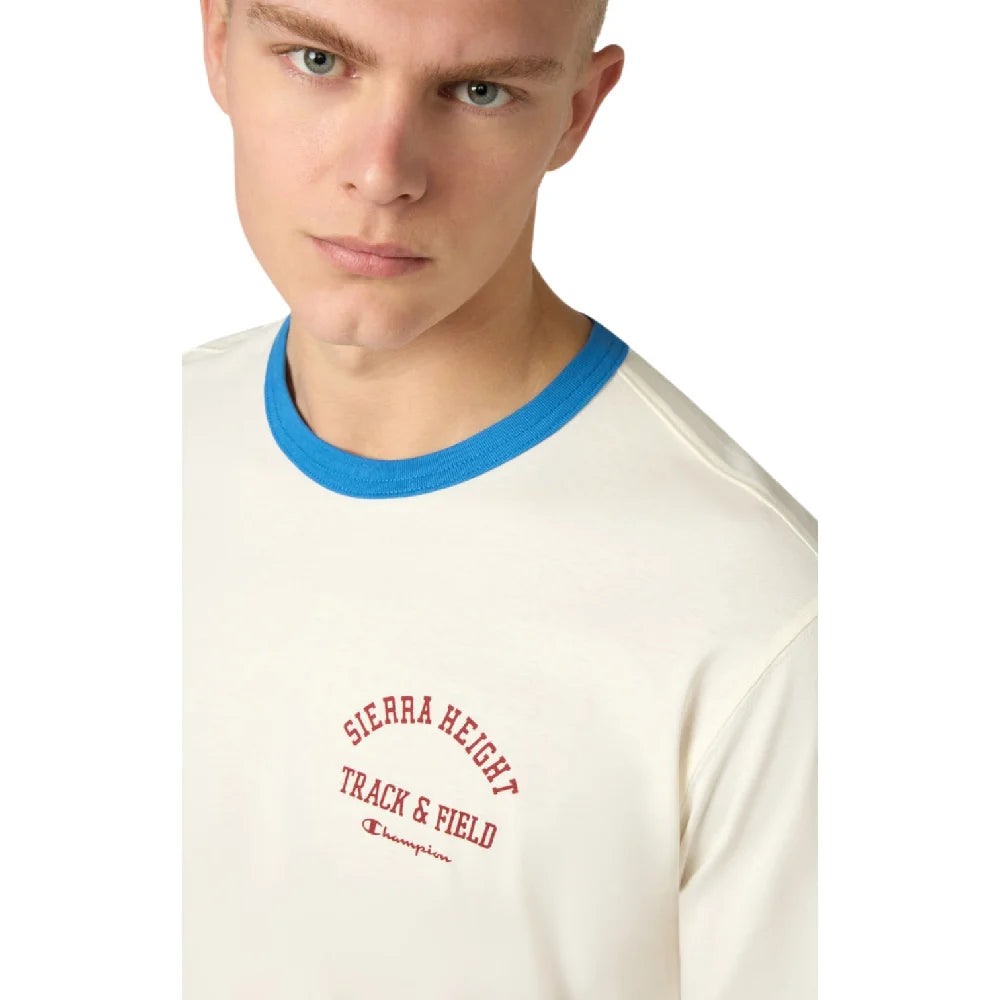 CHAMPION Ringer T-Shirt Cream Blue 222054-YS173