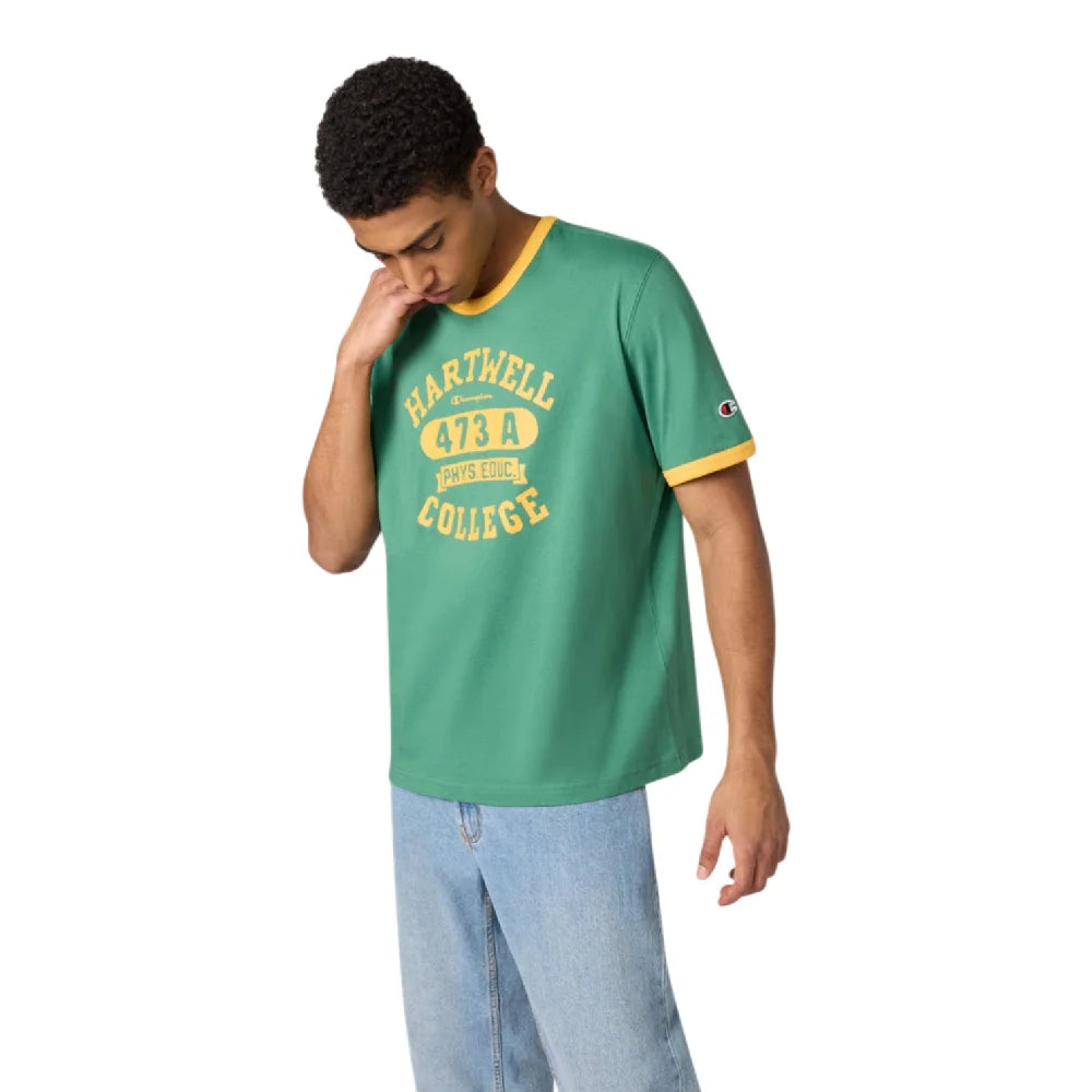 CHAMPION Ringer T-Shirt Green Yellow 222056-GS108