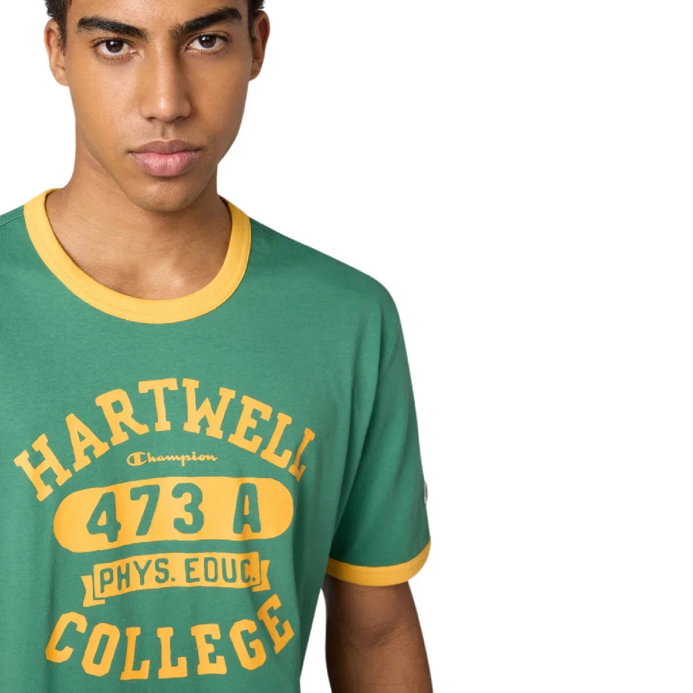 CHAMPION Ringer T-Shirt Green Yellow 222056-GS108
