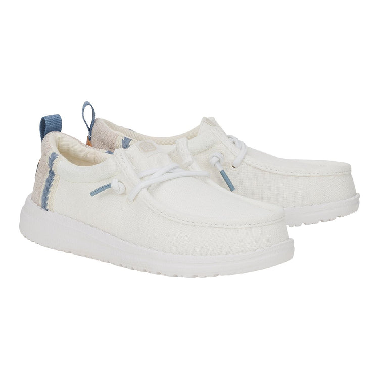HEY DUDE Wally Youth Summer Linen White 43270-1SO