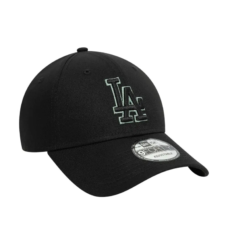 NEW ERA LA Dodgers Team Outline Black 9FORTY Adjustable Cap 60595206