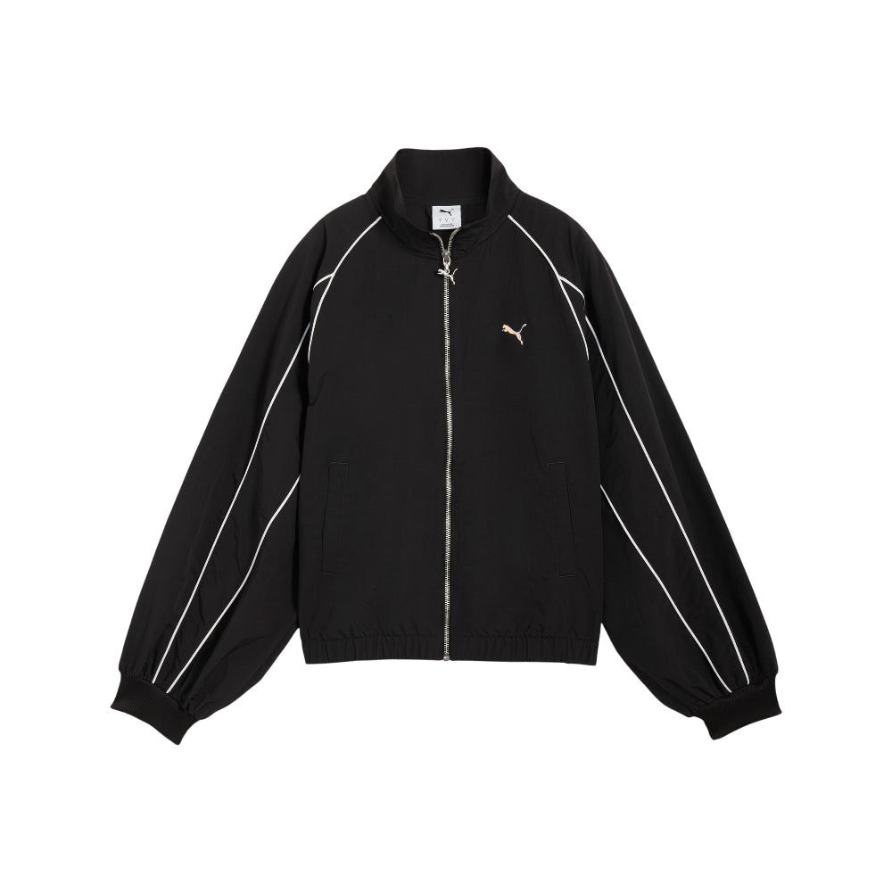 PUMA T7 Balloon Sleeve Piping Relaxed Woven Track Jacket Black 634558-01