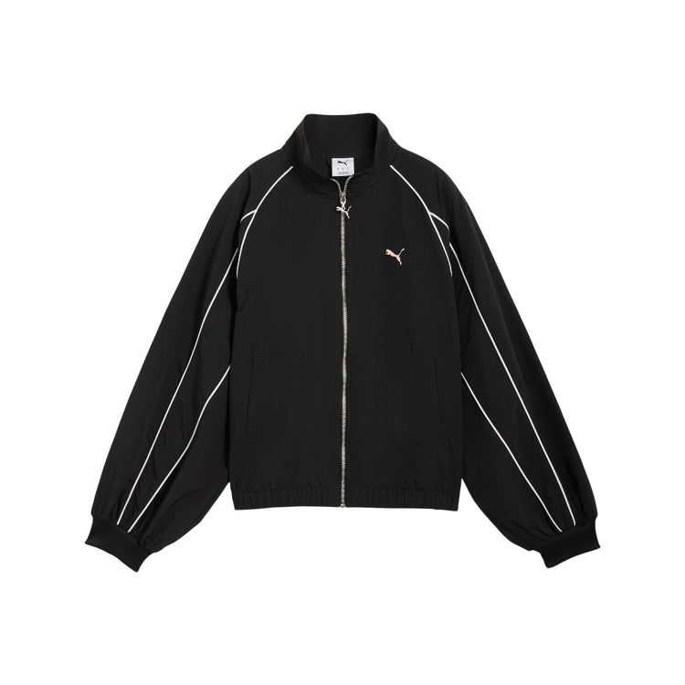 PUMA T7 Balloon Sleeve Piping Relaxed Woven Track Jacket Black 634558-01
