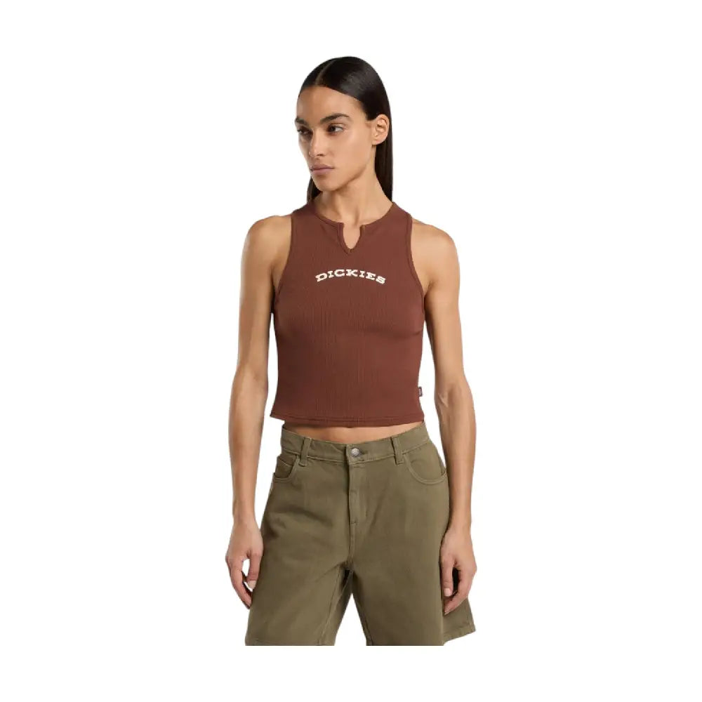 DICKIES V Neck Top Brown DK0A8677K471