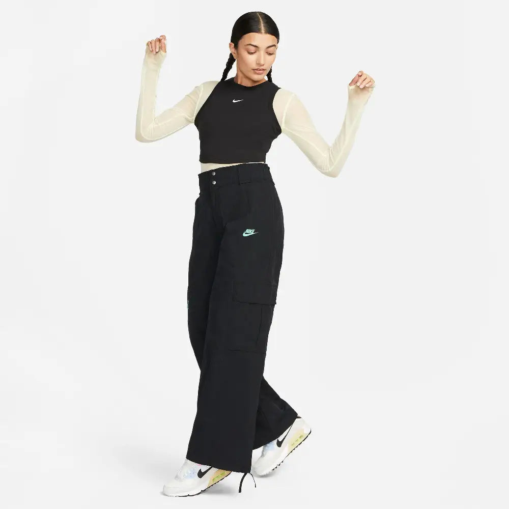 NIKE Sportswear Essential Rib Crop Tank Top Black FB8279-010
