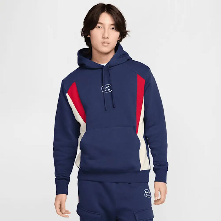 NIKE Sportswear Swoosh Air Fleece Hoodie - Bleu nuit/Kaki clair/Rouge gym HM0175-411