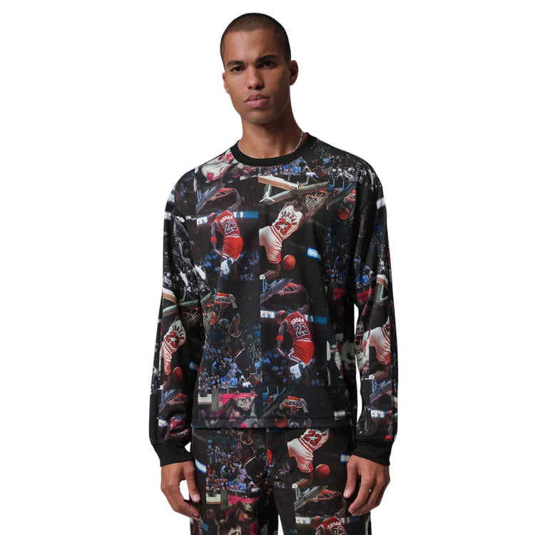 JORDAN Flight Printed Long-Sleeve Jersey Black IF1831-010