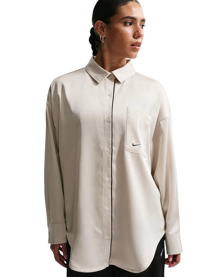 NIKE Sportswear Oversized Satin Long-Sleeve Top White IM0575-072