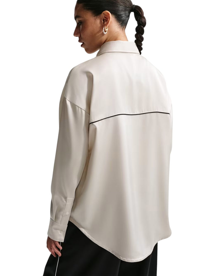 NIKE Sportswear Oversized Satin Long-Sleeve Top White IM0575-072