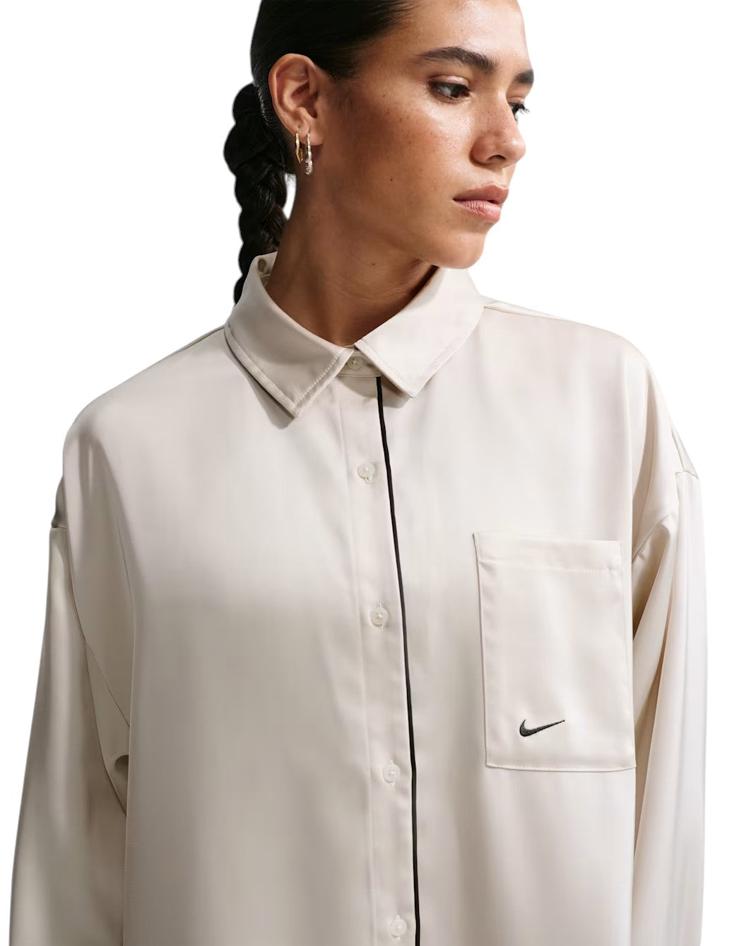 NIKE Sportswear Oversized Satin Long-Sleeve Top White IM0575-072